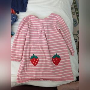 Mini Boden Strawberry Sweatshirt Dress 2-3 Y